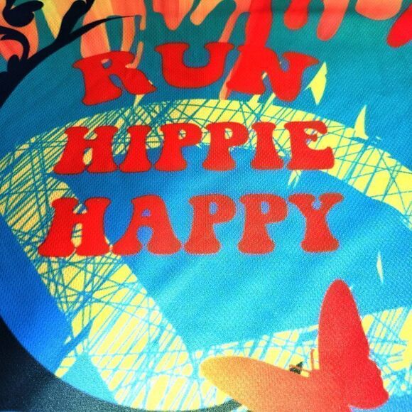 Beyond Limits mens " Run Hippie Happy" vivid colorful running shirt - Picture 2 of 5